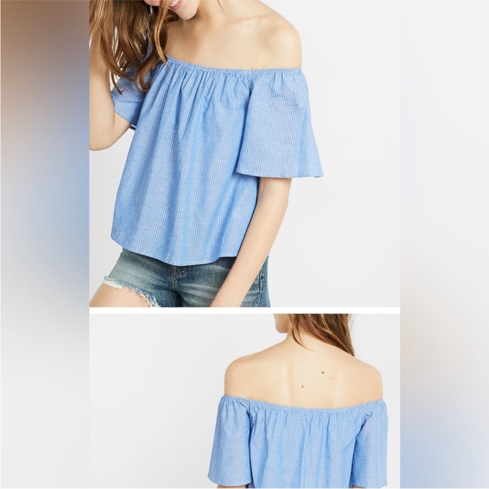 express pintuck off shoulders top XS